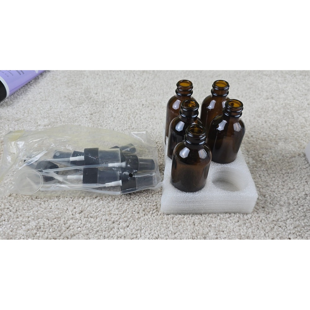 Unbranded Amber Glass Spray Bottles Brown 5-Pack Fine Mist Sprayer 3.5 Inch